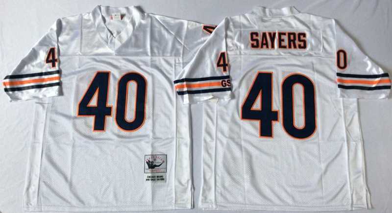 Bears 40 Gale Sayers White M&N Road Throwback Jersey->nfl m&n throwback->NFL Jersey